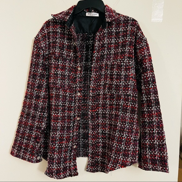 Plaid button down jacket shirt - Picture 2 of 10